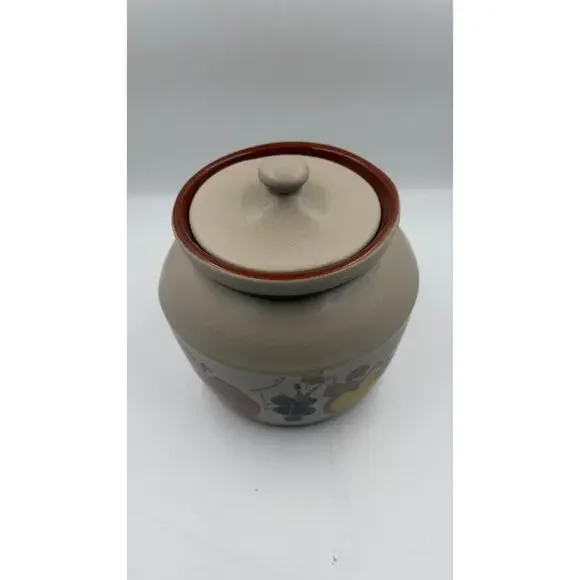 Vintage Chatham Pottery Unmarked Fruit Motif Pottery Cookie Jar - Picture 2 of 8